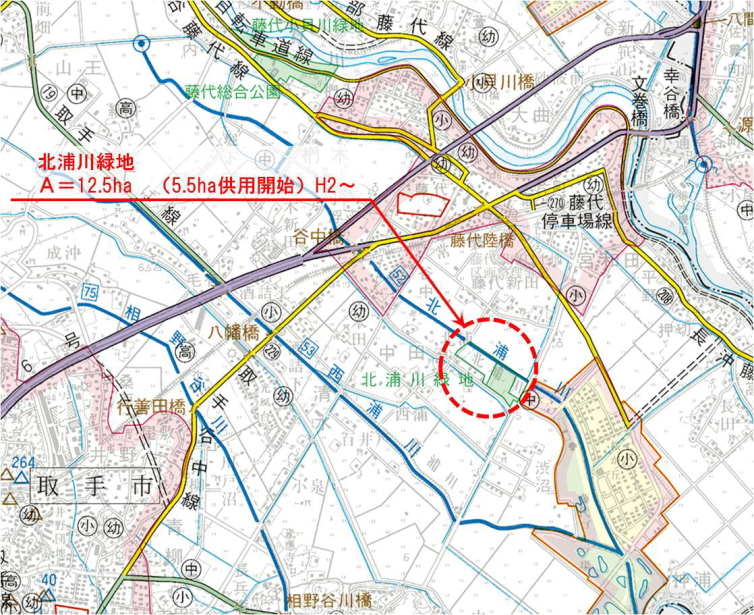 北浦川緑地位置図