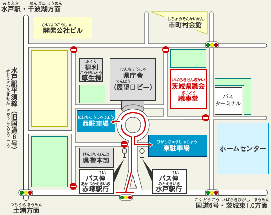 バス停と駐車場の案内図