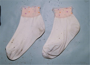 靴下（うすいピンク色）全体の写真