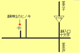 静神社のヒノキへの地図