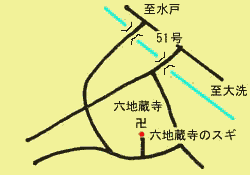 六地蔵寺のスギへの地図