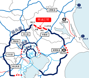 圏央道県内区間全線開通の概略図