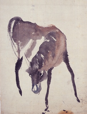 林十江筆「十二支図馬(午)」 (部分)個人蔵(当館寄託)