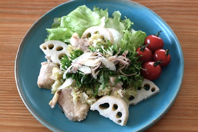 蒸し鶏胸肉のネギだれ