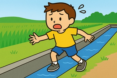 用水路で遊ばせないで