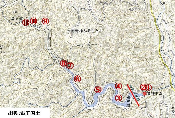 周辺状況①遊歩道（左岸）地図