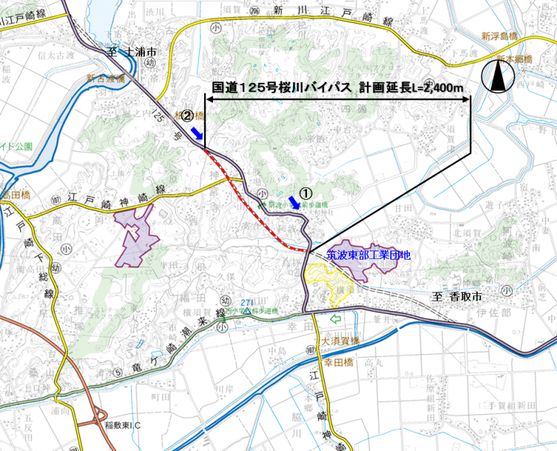 国道１２５号桜川バイパス位置図