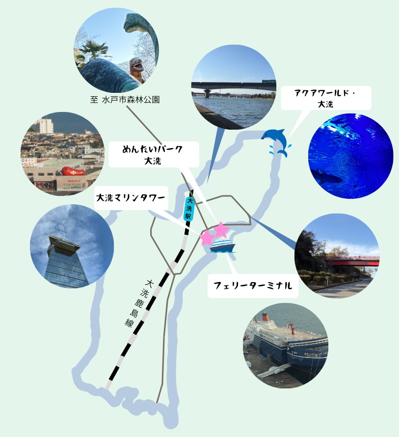 作中に登場した大洗のスポット紹介マップ