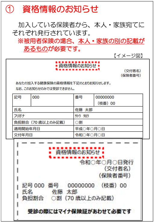 資格情報のお知らせ