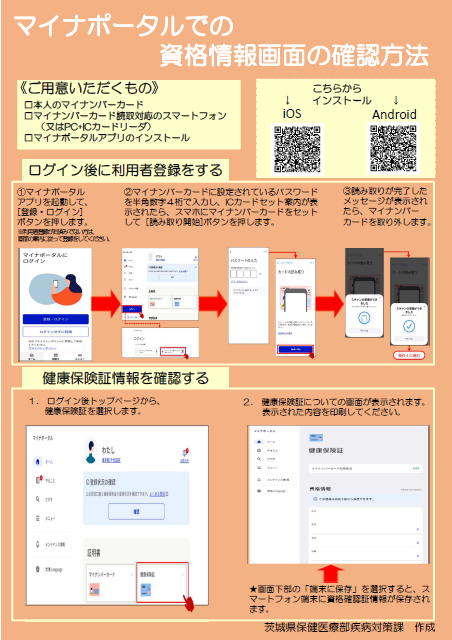 マイナ保険証の確認方法のご案内リーフレットうら