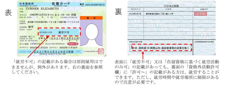 在留カード記載例