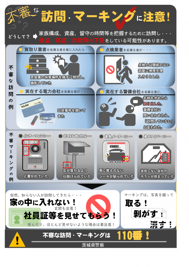 不審な訪問・マーキングに注意（茨城県警察版）