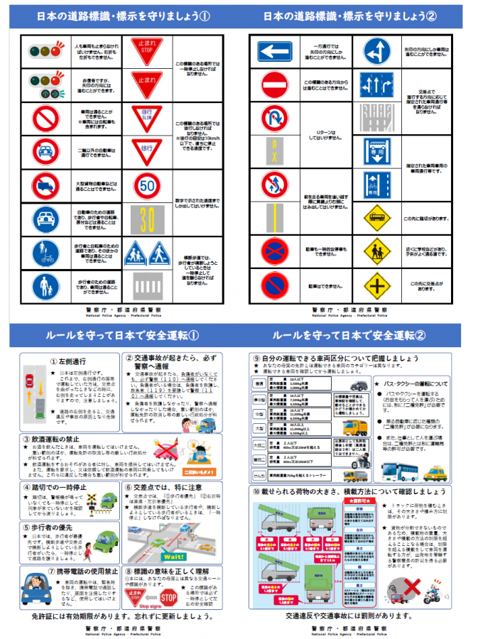外国人向け交通ルールチラシ（日本語）