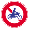 通行禁止の規制標識にオートバイに乗った人の図案が入っています