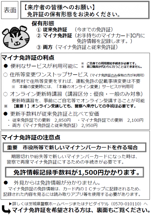 従来免許証、マイナ免許証、両方の3タイプから、保有形態を選択してください。