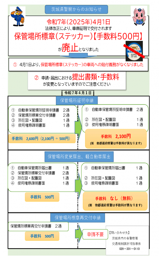保管場所標章廃止リーフレット