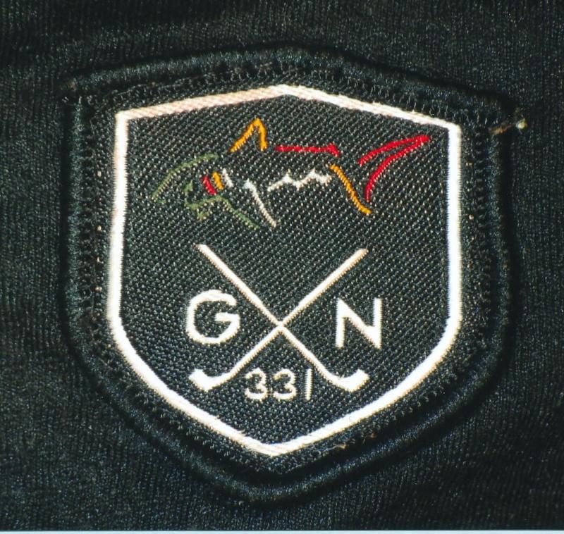 ポロシャツの胸にあるワッペンの写真GN331と等記載