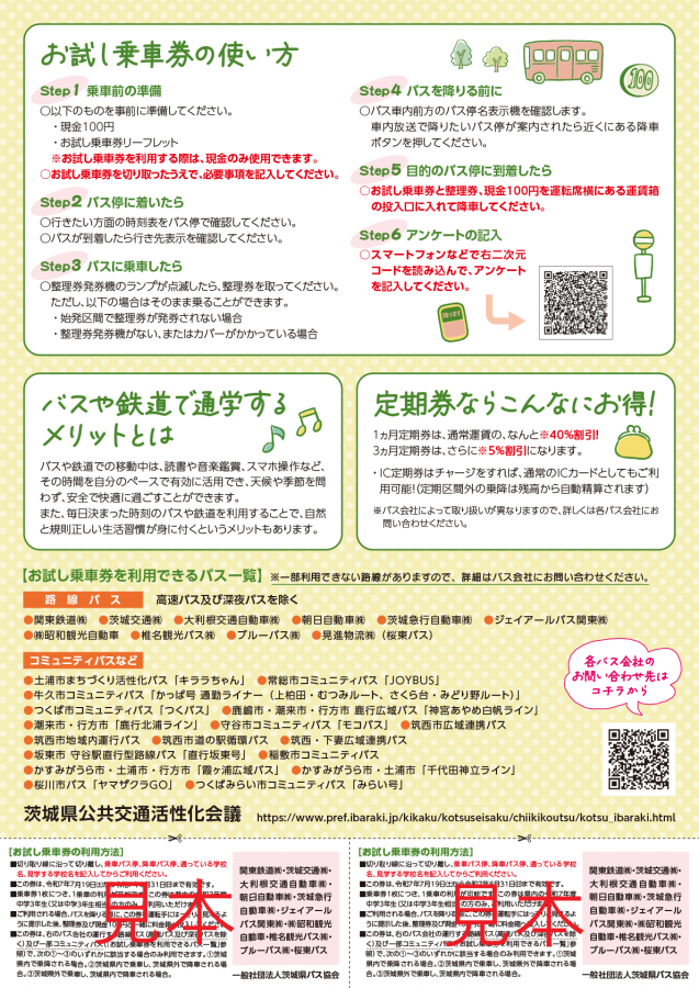 令和7年度中学3年生向けお試し乗車券付きリーフレット「エコ通学のススメ」裏面