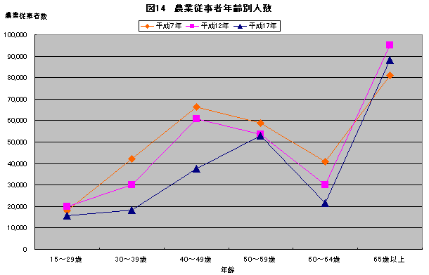 図14農業従事者年齢別人数