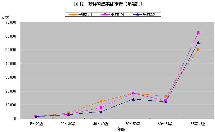 図12基幹的農業従事者（年齢別）