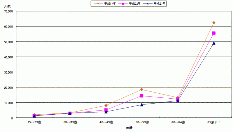 図12基幹的農業従事者（年齢別）のグラフ