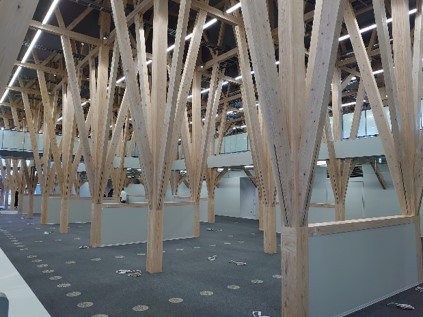 大子町新庁舎内部の木材利用
