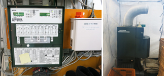 写真：複合環境制御盤（左）炭酸ガス発生機（右）