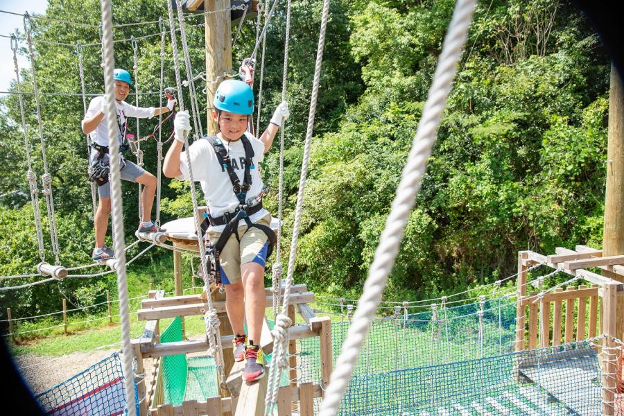 県民の森に設置する、ツリーアドベンチャーのイメージ