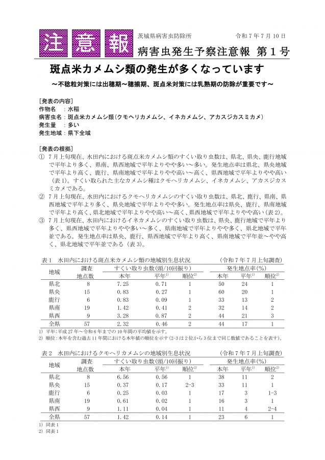 ①R7病害虫注意報第１号
