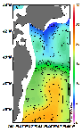 AMSRによる2025年2月2日の房総から道東沖合の海面水温4℃台から20℃台となっている
