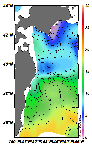 AMSRによる2025年2月17日の房総から道東沖合の海面水温2℃台から19℃台となっている