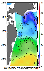 AMSRによる2025年2月22日の房総から道東沖合の海面水温3℃台から18℃台となっている