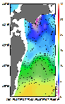 AMSRによる2025年3月2日の房総から道東沖合の海面水温1℃台から18℃台となっている
