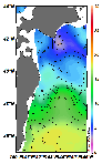 AMSRによる2025年3月3日の房総から道東沖合の海面水温3℃台から18℃台となっている