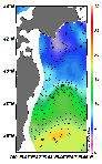 AMSRによる2025年3月4日の房総から道東沖合の海面水温2℃台から19℃台となっている