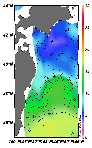 AMSRによる2025年3月5日の房総から道東沖合の海面水温4℃台から17℃台となっている