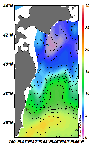 AMSRによる2025年3月7日の房総から道東沖合の海面水温3℃台から18℃台となっている