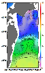 AMSRによる2025年3月18日の房総から道東沖合の海面水温2℃台から18℃台となっている