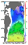 AMSRによる2025年3月20日の房総から道東沖合の海面水温3℃台から18℃台となっている