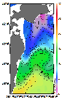 AMSRによる2025年3月23日の房総から道東沖合の海面水温2℃台から18℃台となっている