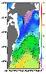 AMSRによる2025年3月25日の房総から道東沖合の海面水温2℃台から18℃台となっている