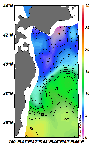 AMSRによる2025年3月31日の房総から道東沖合の海面水温1℃台から19℃台となっている