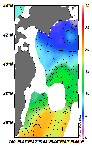 AMSRによる2025年5月3日の房総から道東沖合の海面水温2℃台から20℃台となっている