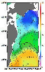 AMSRによる2025年5月8日の房総から道東沖合の海面水温3℃台から21℃台となっている