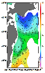 AMSRによる2025年5月11日の房総から道東沖合の海面水温4℃台から20℃台となっている