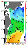 AMSRによる2025年5月13日の房総から道東沖合の海面水温4℃台から21℃台となっている