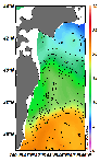 AMSRによる2025年5月17日の房総から道東沖合の海面水温5℃台から22℃台となっている