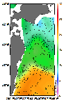 AMSRによる2025年5月22日の房総から道東沖合の海面水温7℃台から22℃台となっている