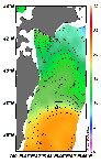 AMSRによる2025年5月29日の房総から道東沖合の海面水温6℃台から21℃台となっている