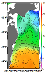 AMSRによる2025年6月2日の房総から道東沖合の海面水温4℃台から22℃台となっている